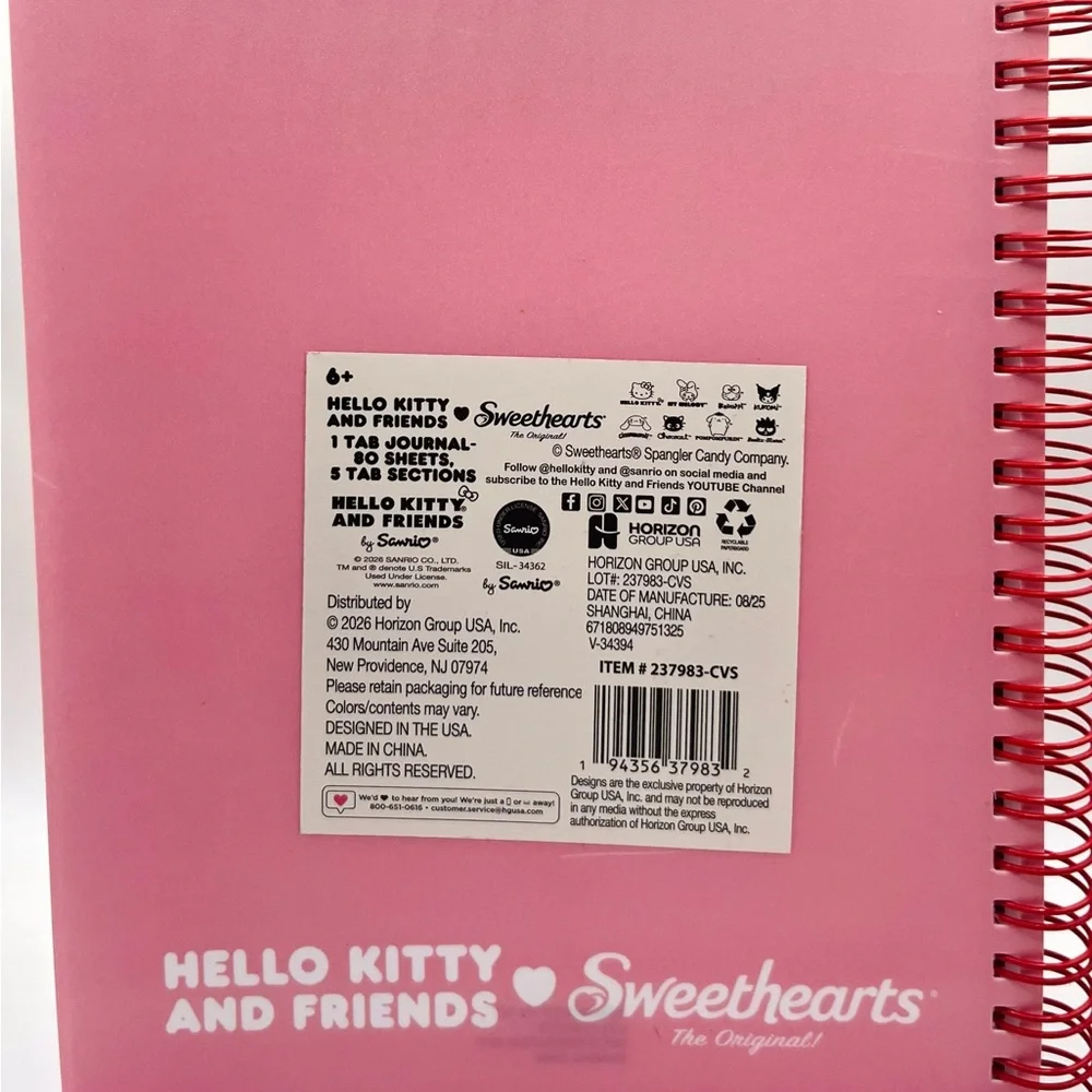 Hello Kitty and Friends x Sweethearts Valentines Day Journal 2026
